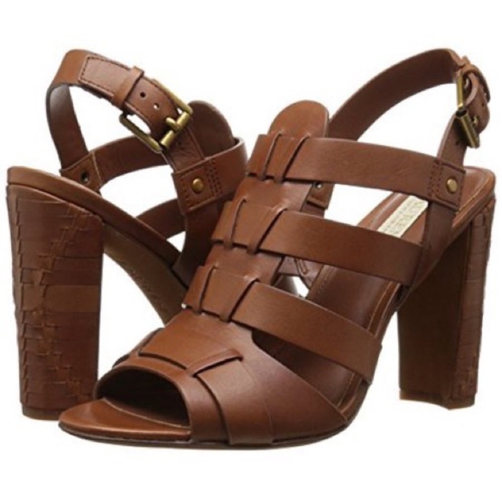 LAUREN Ralph Lauren Kalie sandals burnished vacheta brown sandals heels Sz 9